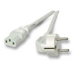 Netzkabel 230V Schutzkontakt CEE7(Stecker)-&gt;Kaltgeräte IEC-C13(Buchse), 2m,Grau