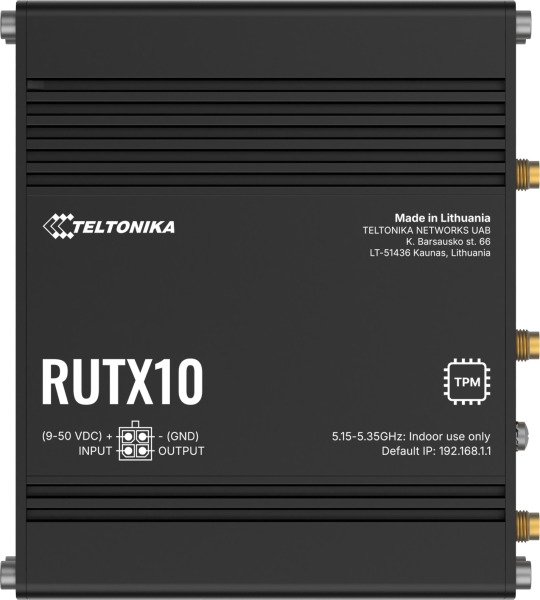 Teltonika · Router · RUTX10 · Ethernet Router, 4x Gigabit LAN Port, Dual Band WiFi (Wave-2 802.11ac), USB, Bluetooth, M2M