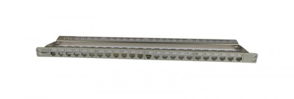 Patch Panel 24xTP,CAT6A, incl.Keystone Slim-line/Short 3P, 19&quot;, 0,5HE, Lichtgrau, Synergy 21,