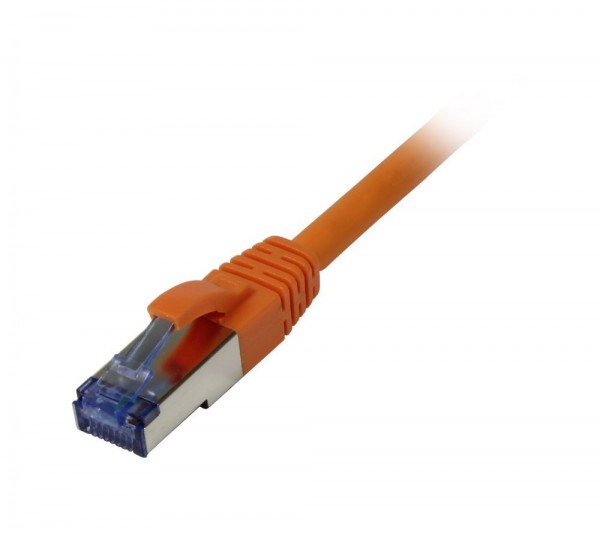 Patchkabel RJ45, CAT6A 500Mhz,15m, orange, S-STP(S/FTP), Komponent getestet(GHMT certified), AWG26, Synergy 21