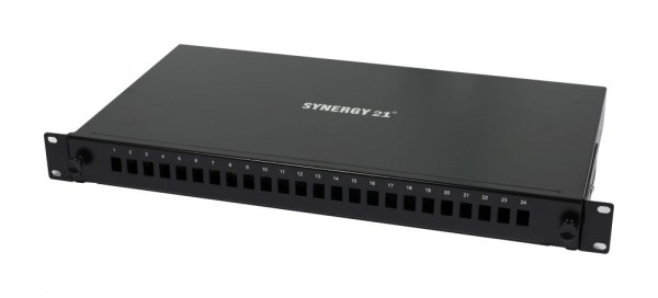 LWL-Patchpanel Spleisbox,19&quot;, 12xLC-Duplex-Buchsen, OM5, 50/125u Multimode, incl.Pigtails, Schwarz, Synergy 21,