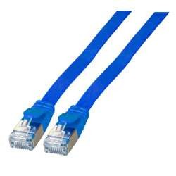 Patchkabel RJ45, CAT6A 500Mhz, 0.5m, blau, U/FTP,flach,