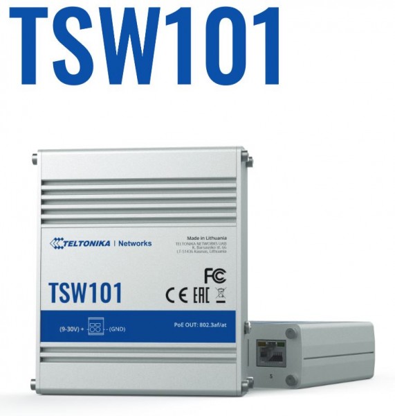 Teltonika · Switch · TSW101 · 5 Port Gigabit Industrial unmanaged POE Switch