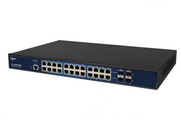 ALLNET Switch full managed 24 Port Gigabit / 24x LAN / 4x SFP / Fanless / 19" / "ALL-SG8626M"