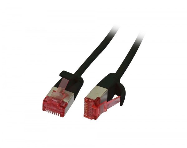 Patchkabel RJ45, CAT6 250Mhz, 10m schwarz, U/FTP, slimline rund d=3,6mm, Synergy 21