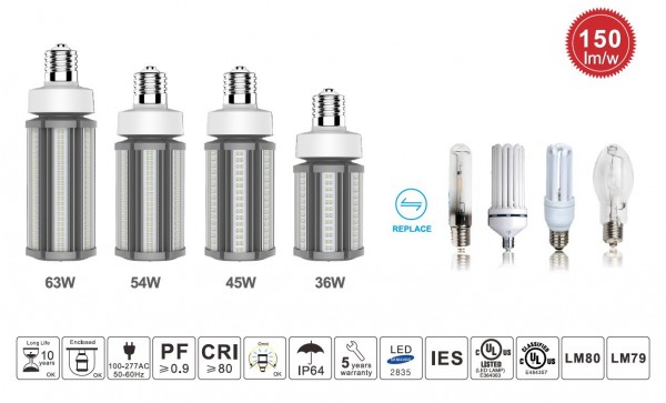 Synergy 21 LED HID Corn Retrofit E40 360° 54W nw with ii