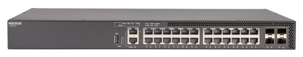 CommScope RUCKUS ICX8200-24 Switch, 24x10/100/1000 Mbps ports, 4x25 GbE SFP28 stacking/uplink-ports