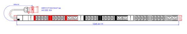 ALLNET 19&quot;zbh. Steckdosenleiste,24xKaltgeräte(C13)+6xC19-&gt;Stecker(CEE 16A), Bachmann