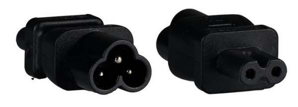 Netzkabel 230V Adapter C6-Stecker(Mickey-Mouse/Kleeblatt) -> C7-Buchse EURO8