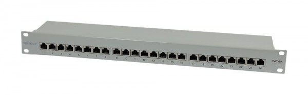 Patch Panel 24xTP, CAT6A, 500Mhz, 19", Lichtgrau LSA, Synergy 21