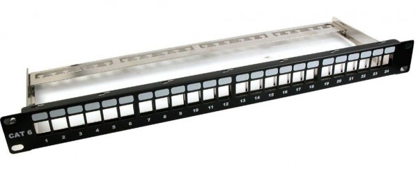Keystone, Modulträger, 19"Patchpanel für 24xTP-Modul;1HE, Lichtgrau