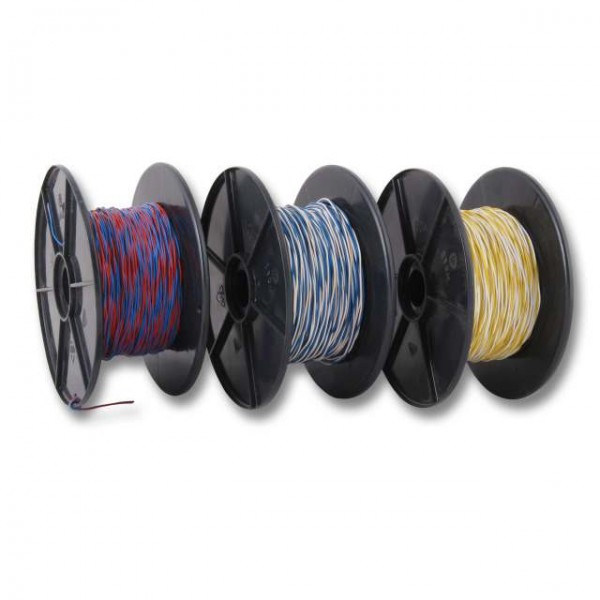 LSA+ TK Schaltdraht YV 2x0,6/1,1 weiss/blau, PVC, 100m Rolle