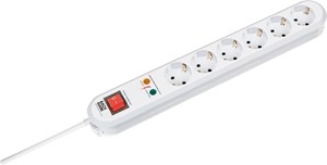 Bachmann Tischsteckdose, 6xDosen(CEE7)-&gt;Stecker(CEE7), ÜSS, Schalter, 1,5m,