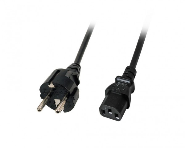 Netzkabel 230V Schutzkontakt CEE7(Stecker)-&gt;Kaltgeräte IEC-C13(Buchse), 3m, Black