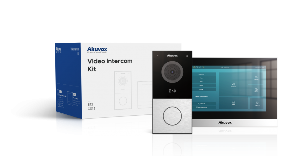 Akuvox Intercom-Kit C313+E12W with logo, Touch Screen, POE, white, On-Wall, one button, Wi-Fi