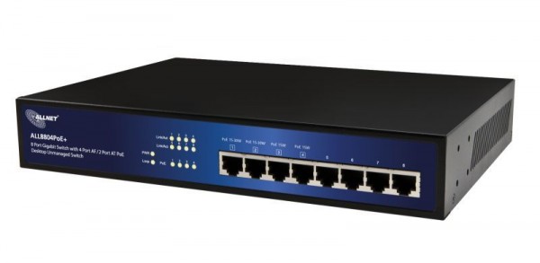 ALLNET ALL8804PoE+ / Unmanaged 8 Port Giga.HPoE Switch, 2x P