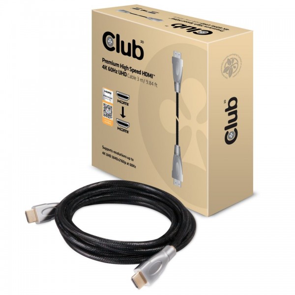 Kabel Video HDMI ST/ST 3,0m *Club3D* 4K60Hz Premium