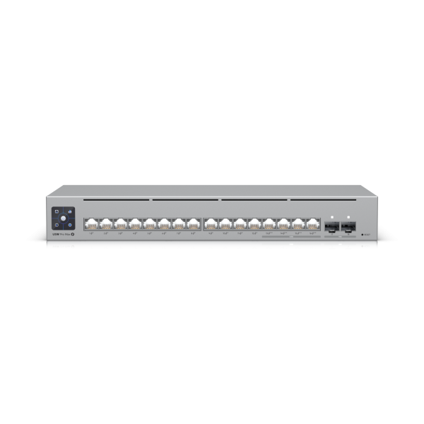 Ubiquiti Switch full managed Layer3 18 Port • 4x 2,5 GbE • 12x GbE • PoE Budget 180W • 4x PoE bt • 12x PoE at • 2x SFP+ • UniFi • USW-Pro-Max-16-PoE