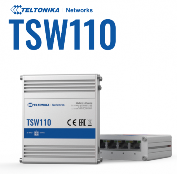 Teltonika · Switch · TSW110 · 5 Port Gigabit Industrial unmanaged Switch