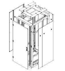 Triton 19&quot;Schrank Flat-Pack, Front/Rückrahmen B600mm, 47HE, Rahmen mit Tür(1-teilig Glas), lichtgrau, bis 800KG, zerlegt,