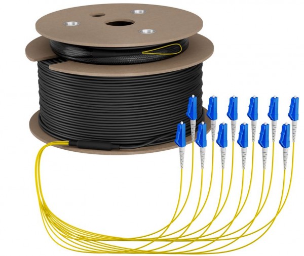 LWL-Kabel, Trunkkabel U-DQ(ZN)BH 12G 9/125, LC/LC OS2 110m, Trommel,