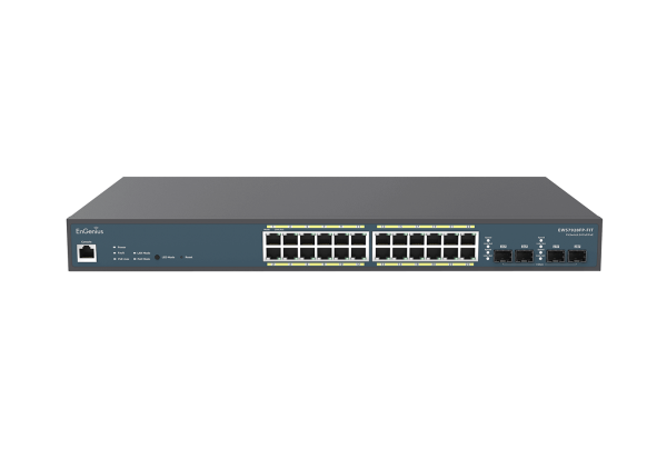 EnGenius Switch full managed Layer 2+ 28 Port • 24x 1 GbE • PoE Budget 410W • 24x PoE at • 4x SFP • 19&quot; • EWS7928FP-FIT • FitCon/FitXpress