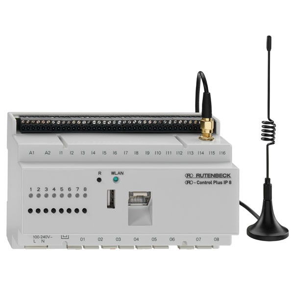 Rutenbeck IP-Schaltaktor/Sensor, 8 x 16 A, 2 A/D-Eingänge, mit Netzwerkanschluss, R-Control Plus IP 8