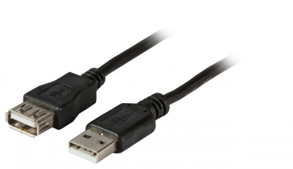 Kabel USB, A(St) =&gt; A(Bu), 1.5m, USB2.0, Verlängerung, schwarz, Classic