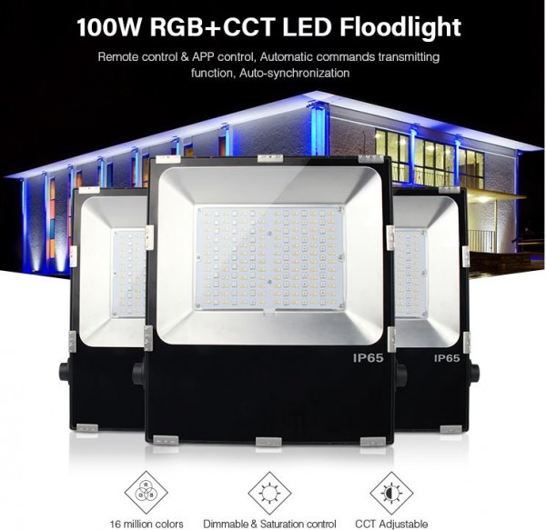 Synergy 21 LED Flächenstrahler 100W RGB-WW (RGB-CCT) Zigbee 3.0 + 2,4G IP65 230V *Milight/Miboxer* 160°