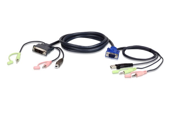 Aten Verbindungskabel VGA-&gt;DVI, 1,8m, USB, Audio