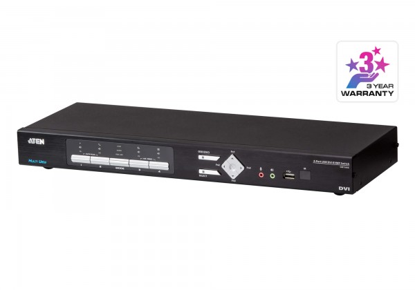 Aten KVM-Switch 4-f. Audio/USB/DVI, 4K, Multi-View,