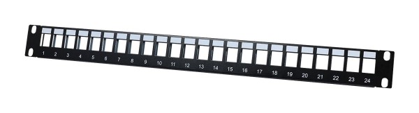 Keystone,Modulträger, 19&quot;Patchpanel für 24xTP-Modul, 1HE(ohne Kabelabfang Schiene), Schwarz,