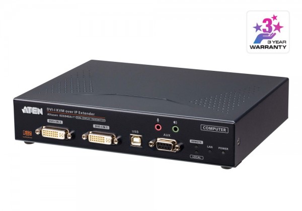 Aten KVM-Extender, over IP, Dual-Display KVM(nur Transmitter), Sender mit Internetzugang, DVI-I