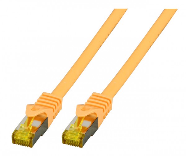 Patchkabel RJ45, CAT6A 500Mhz, 0.25m, gelb, S-STP(S/FTP), LSZH, mit Cat.7 Rohkabel,