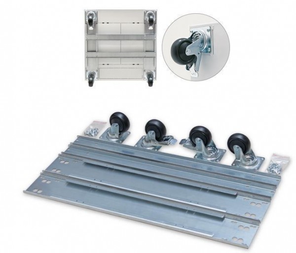 Triton 19&quot;Schrank,zbh. Rollensatz(Räder), Rollensatz mit Verstärkungsrahmen für Verteiler 600x800, Tragkraft 450 kg incl. Schrankgewicht