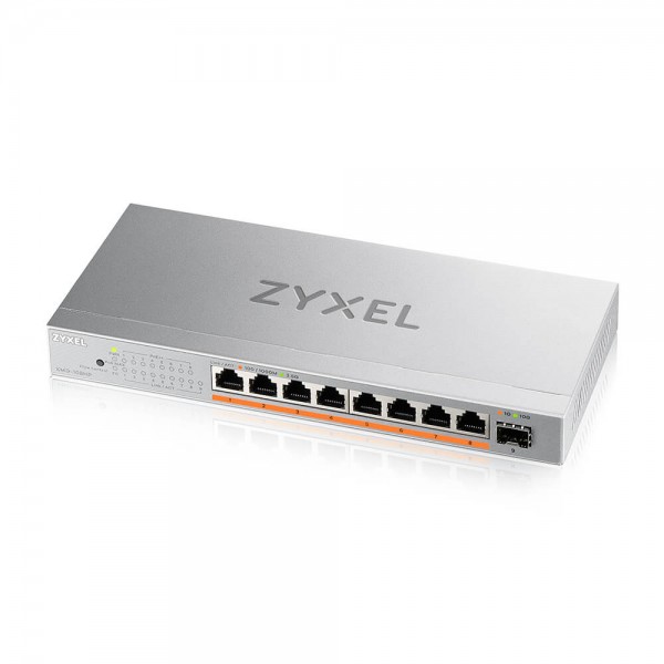 Zyxel Switch unmanaged Layer2 8 Port • 8x 10/2.5 GbE • 1x SFP+ • PoE Budget 100 Watt • 8x PoE bt • Desktop • Lüfterlos • XMG-108HP