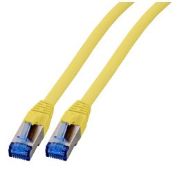 Patchkabel RJ45, CAT6A 500Mhz, 0.15m, gelb, S-STP(S/FTP), TPE(Superflex), mit Cat.7 Rohkabel,