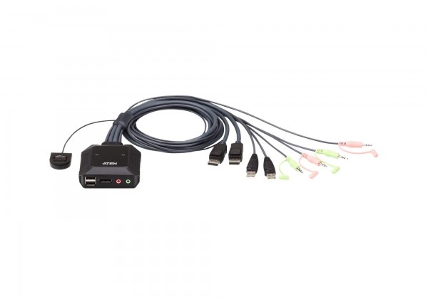 Aten KVM-Switch 2-fach Audio/DP(Displayport), USB,