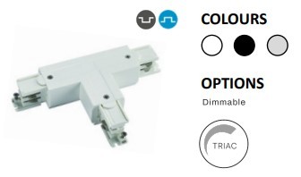 Powergear 3PH T Verbinder, RECHTS 1 ZU RECHTS 2 UMSCHALTBAR, Weiß