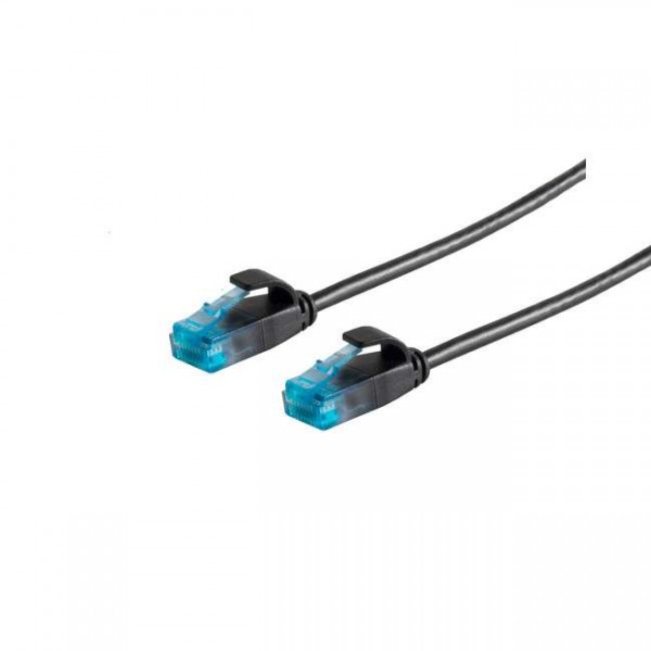 Patchkabel RJ45, CAT6 250Mhz, 3m schwarz, UTP(U/UTP); PVC, slimline d=3,5mm,