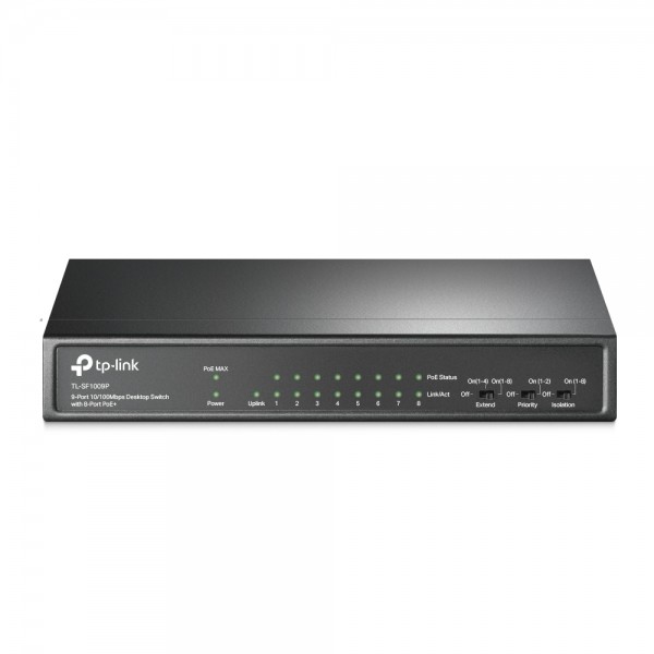 TP-Link - TL-SF1009P - 9-Port 10/100 Mbps Desktop Switch with 8-Port P