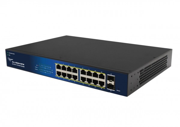 ALLNET Switch smart managed Layer2 18 Port Gigabit • 18x GbE • PoE Budget 240W • 16x PoE at • 2x SFP • 19&quot; • Fanless • ALL-SG8418PM