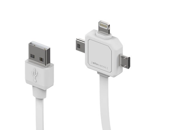 Allocacoc Power USB Cable, USB A - micro USB/mini USB/lightning, 0, 8m,