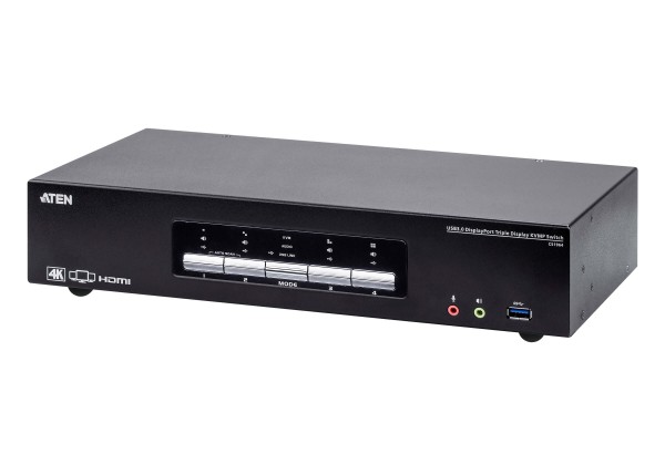 Aten KVM-Switch 4/3-fach Audio/DP/USB, Dual-Port, Display Port, Dreifach-Display
