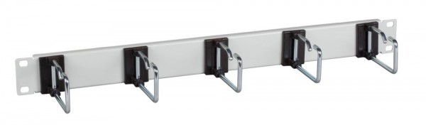 19", zbh. Kabelführungspanel, 5 x Metallbügel 110mm, 1HE, Lichtgrau