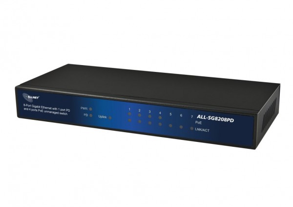 ALLNET ALL-SG8208PD / unmanaged 8 Port Giga Switch, 4x PoE