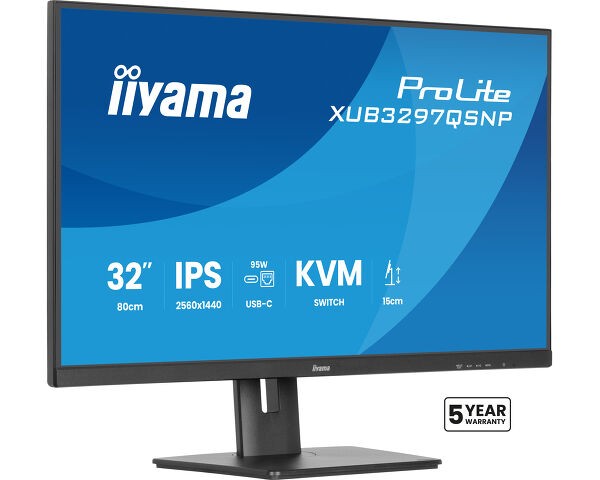 TFT 32,0&quot;/80,0cm iiyama ProLite XUB3297QSNP *schwarz* KVM-Switch, USB-C-Dock und LAN Anschluß