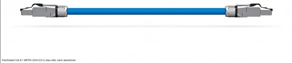 Telegärtner Patchkabel CAT8.1, 0.5m, Blau, S-STP(S/FTP), halogenfrei