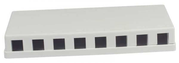 Patch Panel 8xTP, CAT6A, incl.Keystone Slim-line mit Kabelklemme, Aufputz ABS, Weiss, Synergy 21,