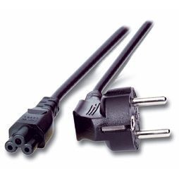 Netzkabel 220V Schutzkontakt CEE7(Stecker)-&gt;C5(Buchse), 1,2m, Black, (Kleeblatt,Mickymaus), Bulkware,